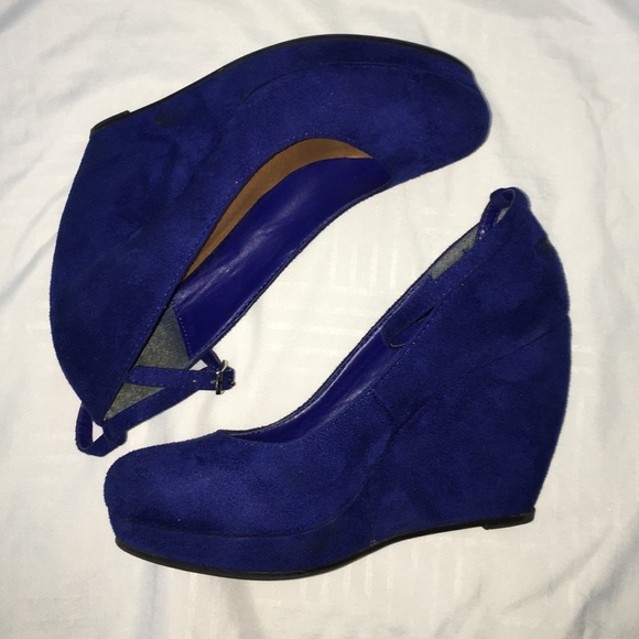 Mix No6 Royal Blue Wedges Size 6 - Picture 3 of 6